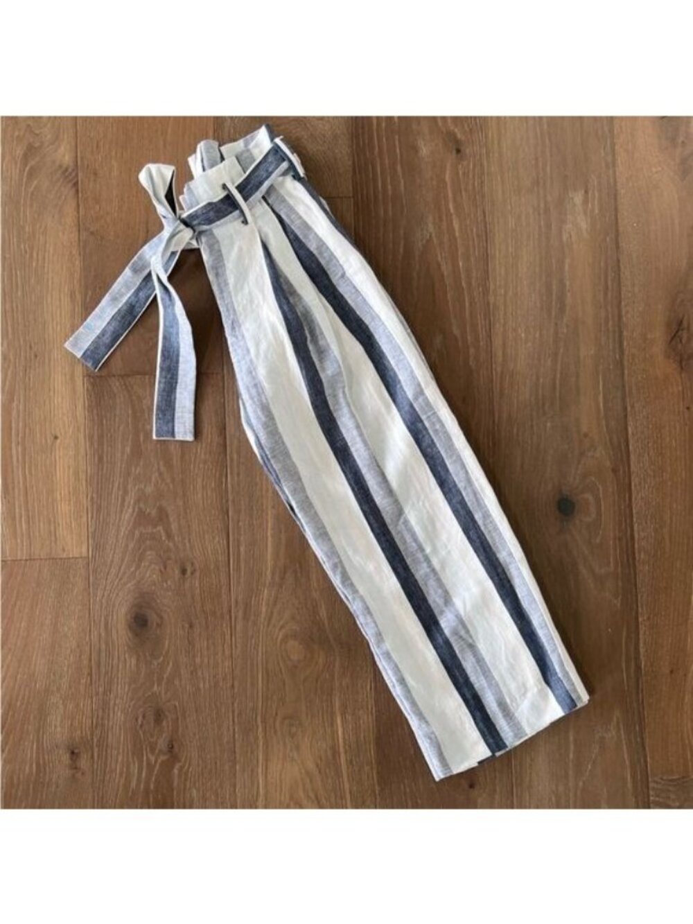 J.Crew Point Sur Paper Bag Linen Striped Wide Leg Pants L2547 Sz 00 NWOT - Picture 5 of 13
